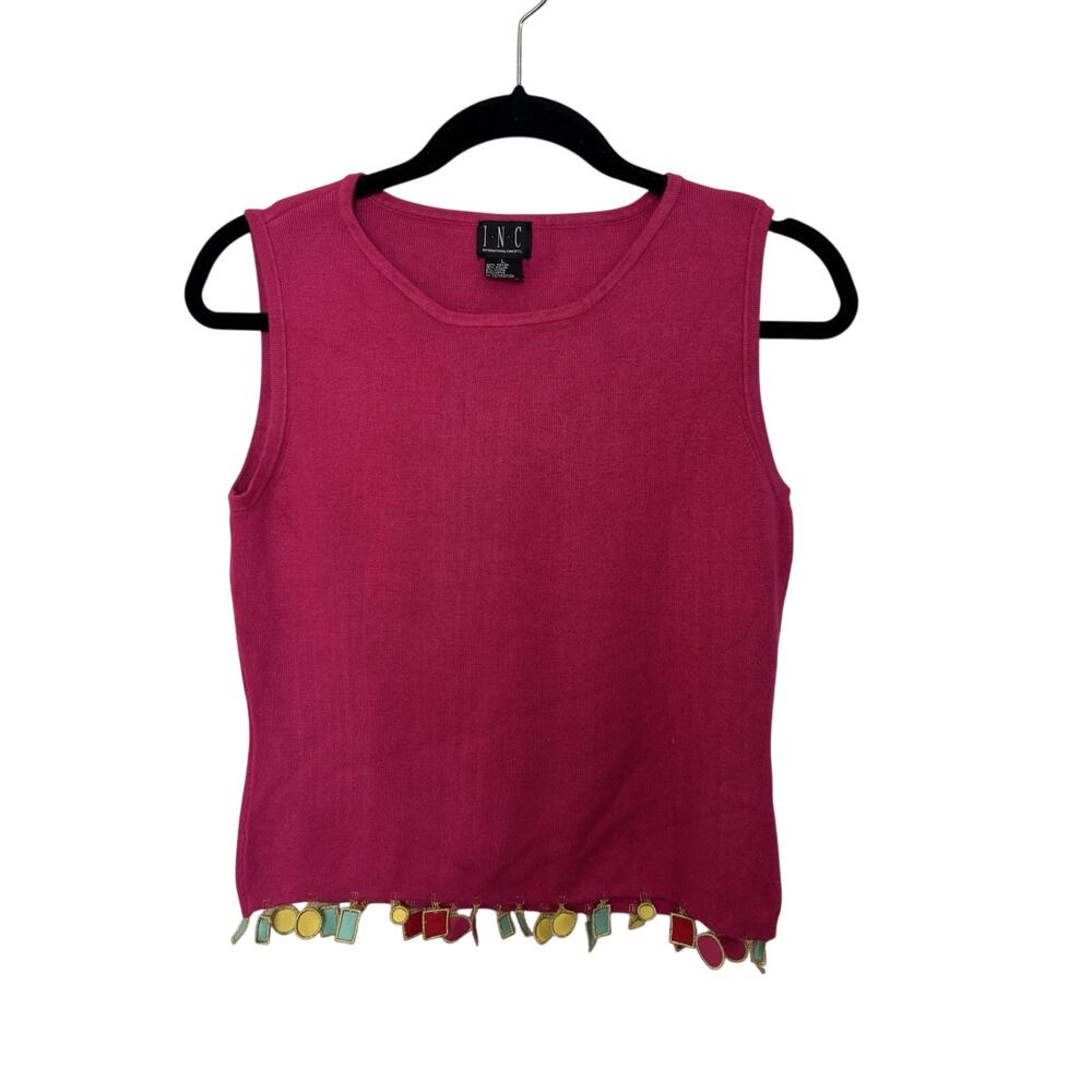 Vintage Pink Boxy Asymmetrical Geometric Sleeveless Top M/L Abstract Art to Wear